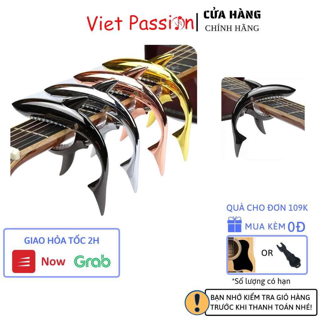 Capo guitar cá mập màu bạc Viet Passion kim loại bền đẹp dành cho đàn guitar classic acoustic