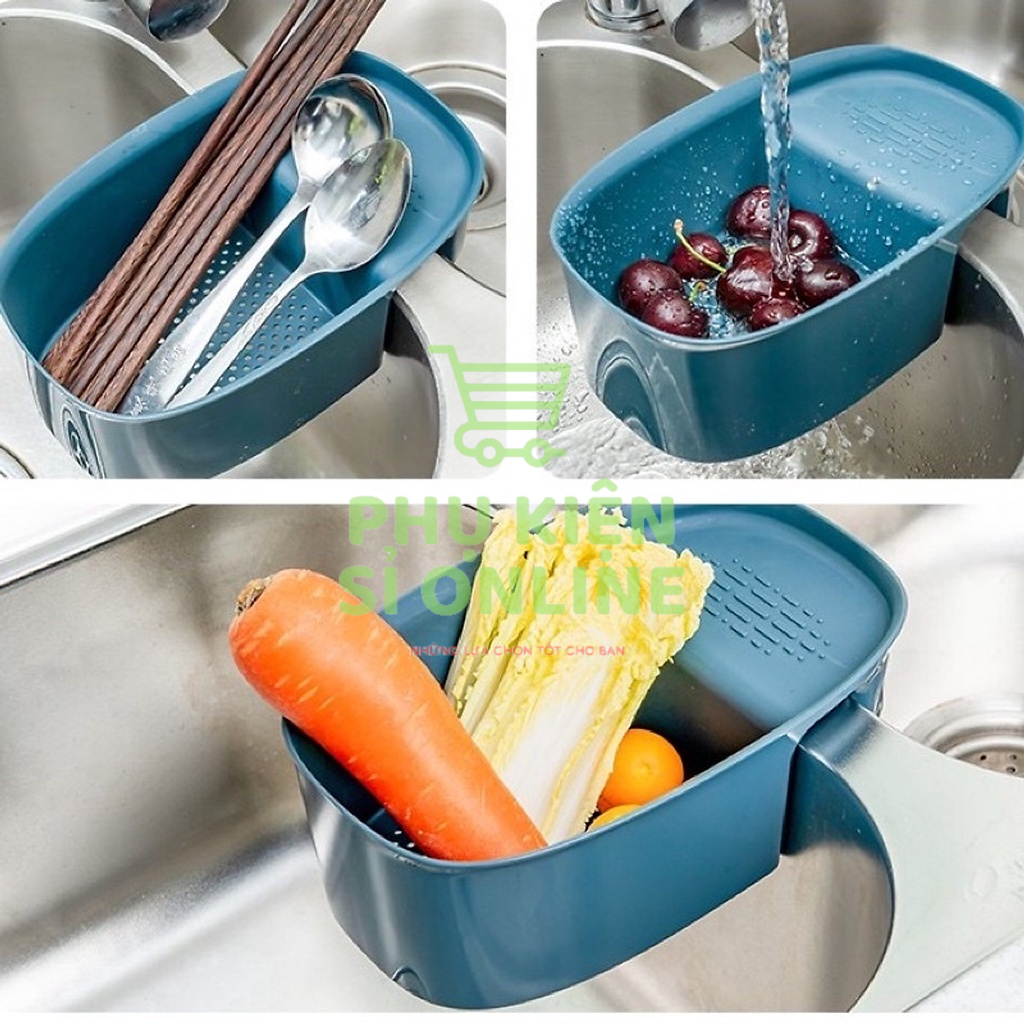 Khay lọc rác, khay đựng đồ bồn rửa chén, bát đa năng hình bầu dục Store4girls, giỏ đựng rác treo bồn rửa chén tiện dụng