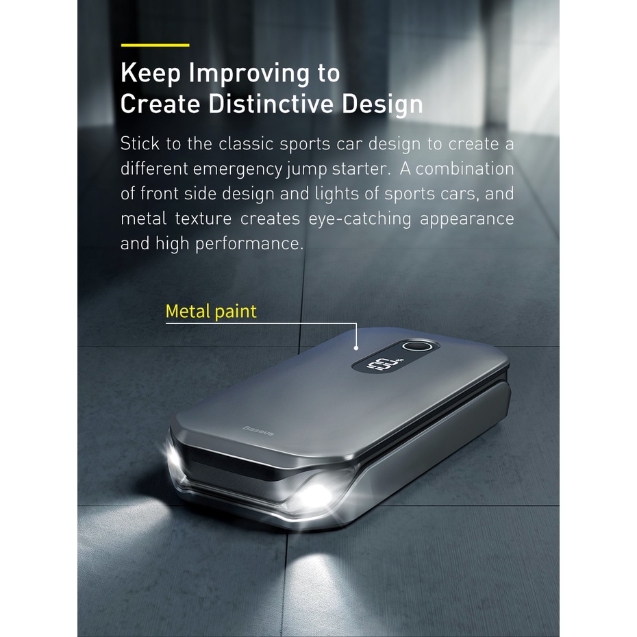 Bộ Kích Bình ôtô Baseus 12000mah Cứu Hộ Xe Hơi , Kiêm Sạc Dự Phòng, Đèn Chiếu Sáng