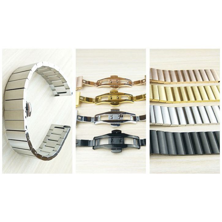 Dây đồng hồ thép không gỉ inox model 12 kiểu khóa bấm chống han gỉ chống bay màu  mã 2019a7
