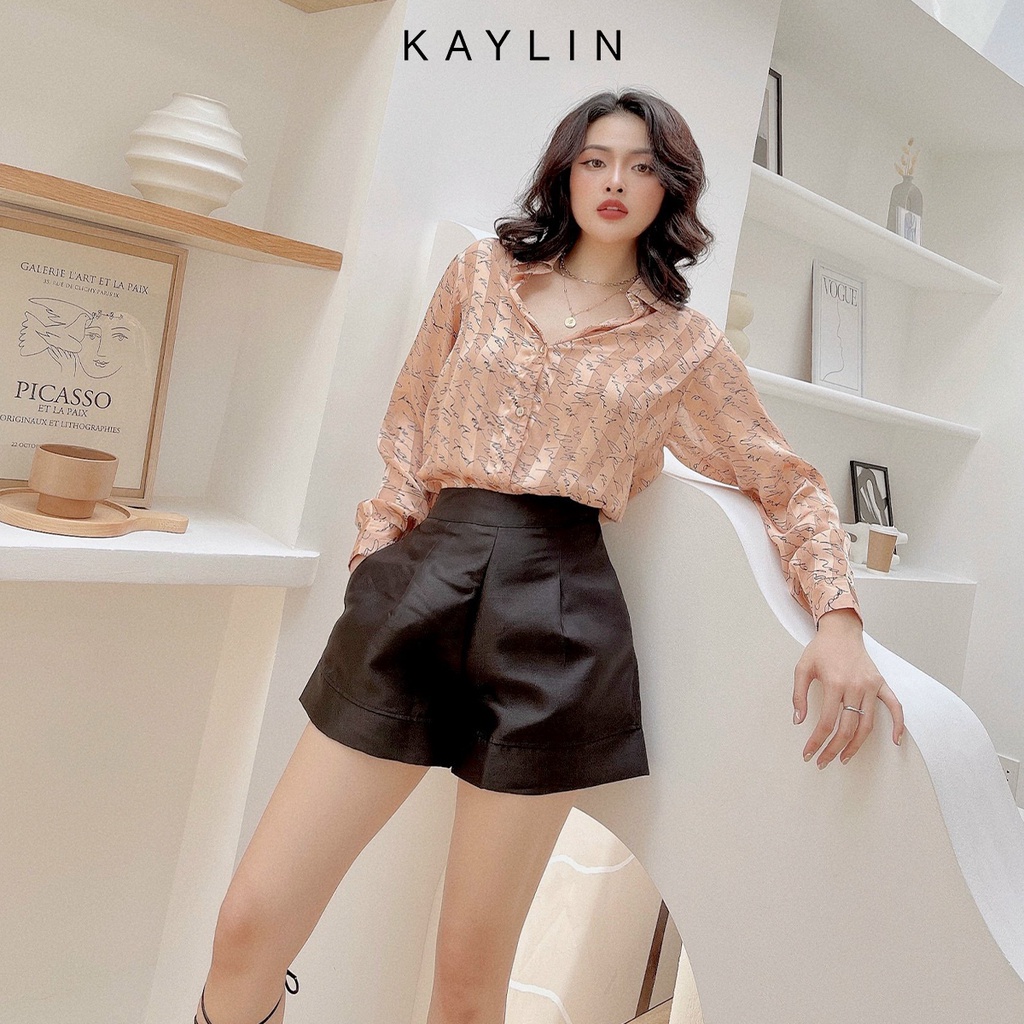 Áo sơ mi nữ họa tiết chữ phong cách KAYLIN - N1615