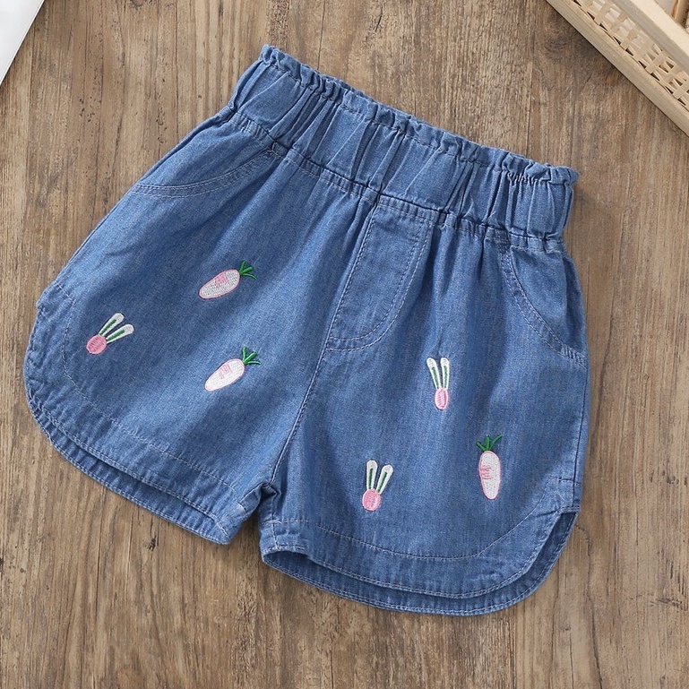 Quần cộc bé gái/ Quần sooc đùi bé gái chất liệu bò giấy siêu mềm mát size 100-140