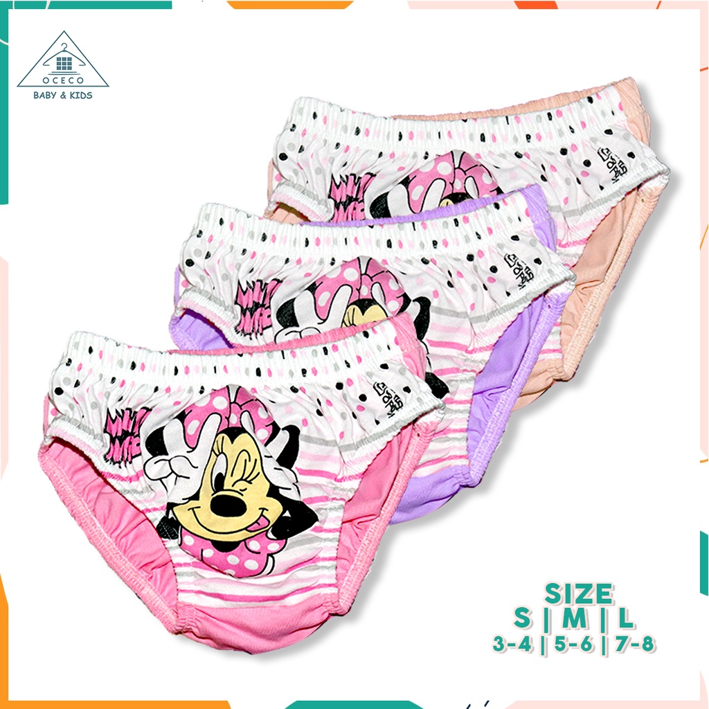 Quần Lót Dây Rút In Hình Chuột minnie melody hello kitty Cho Bé Gái 3-8 Tuổi