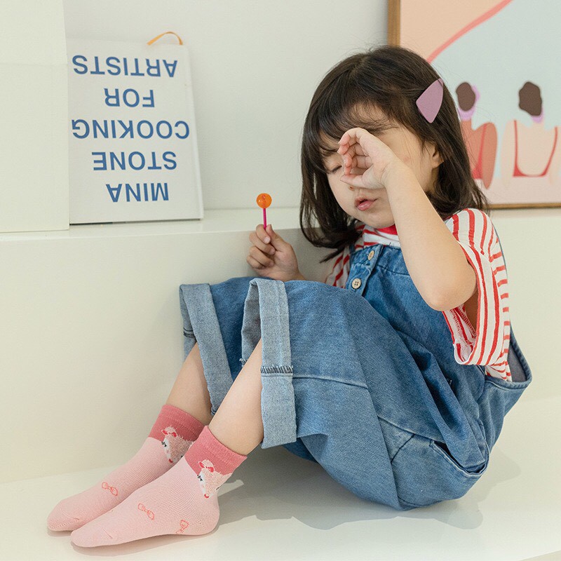 Tất cho bé gái bé trai Set tất vớ cao cổ trẻ em hàn quốc dày dặn giữ ấm chân mùa thu đông