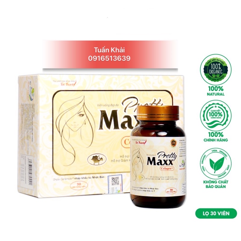 Viên uống đẹp da Pretty Maxx Cellagen ++ Tất Thành Pharma tăng cường nội tiết tố nữ