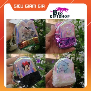 MÓC KHÓA BALÔ MINI HOLOGRAM. MÓC KHÓA BÓP GẮN NHIỀU HÌNH ĐÍNH KIM TUYẾN, HOA CÚC THÊU