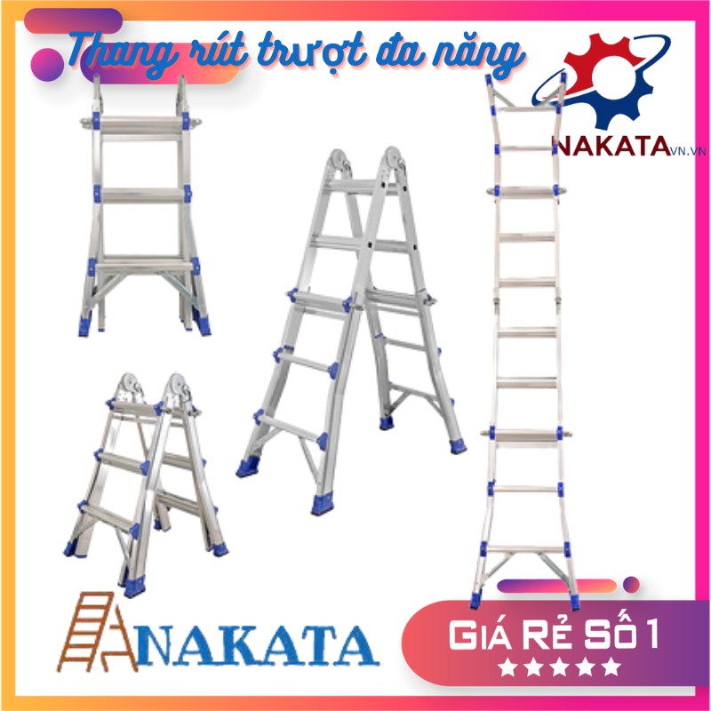 Thang nhôm rút trượt đa năng Nakata 4m - TY4A