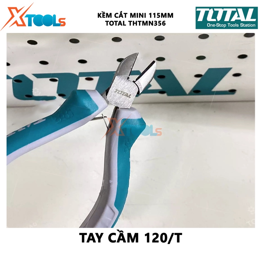 Kềm cắt mini TOTAL THTMN356 Kìm cắt dây điện Kích thước 4,5&quot;/ 115mm thép CR-V, tay cầm cách điện,bọc cao su chống trơn b