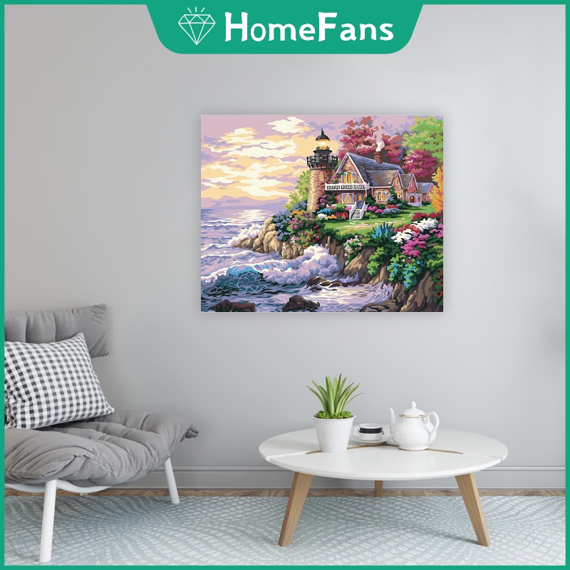 Tranh sơn dầu phong cảnh thành phố 40*50cm trang trí nội thất