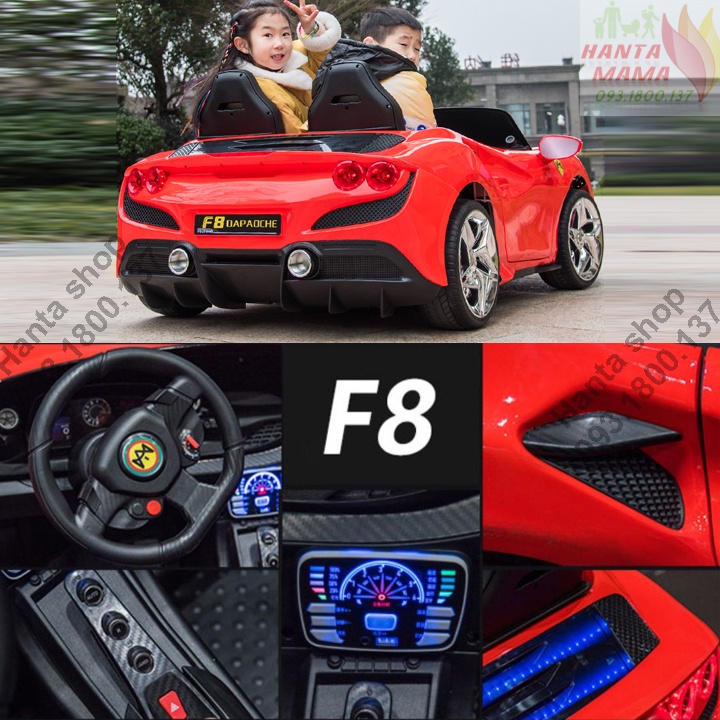 ( HÀNG SẴN KHO) Xe Ô Tô Điện Trẻ Em Ferrari F8, Xe Điện Cho Bé Tải 150kg