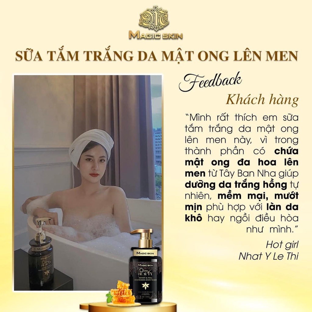 Sữa tắm dưỡng trắng Magic Skin chiết xuất mật ong và nước hoa 400ml