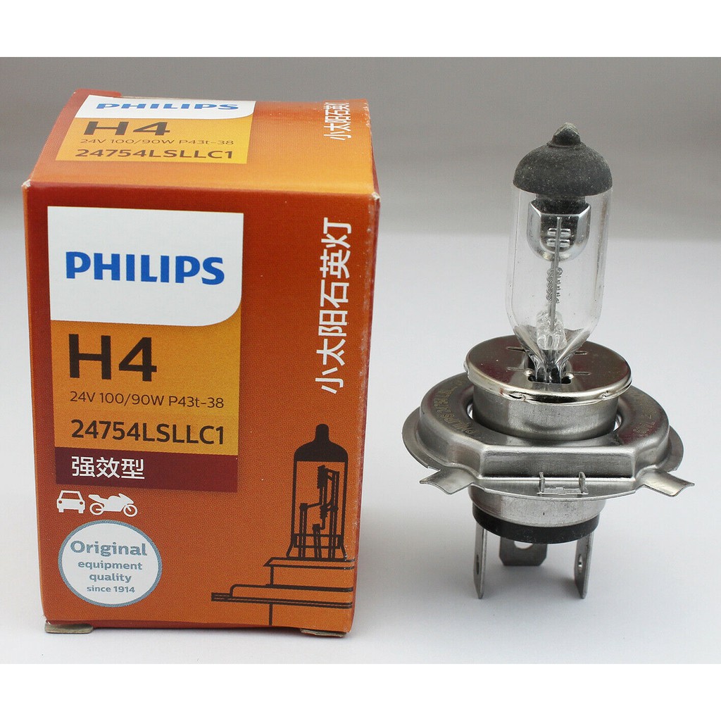 Bóng Đèn Pha Philips 24V100W Halogen Cao Cấp Lắp Cho Xe Ô Tô Tải Chân H1/H3/H4/H7