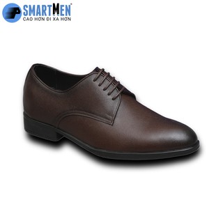 Giày tây Tăng chiều cao da bò vân sần SmartMen GC-09SN Nâu