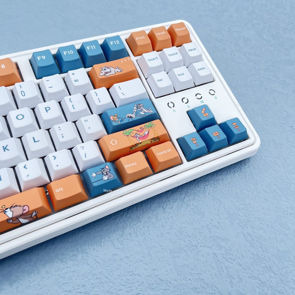 Tom và Jerry Keycaps Cherry Hồ sơ Phim hoạt hình Anime Keycaps PBT DYE-SUB Bàn phím cơ Keycaps 134 Phím