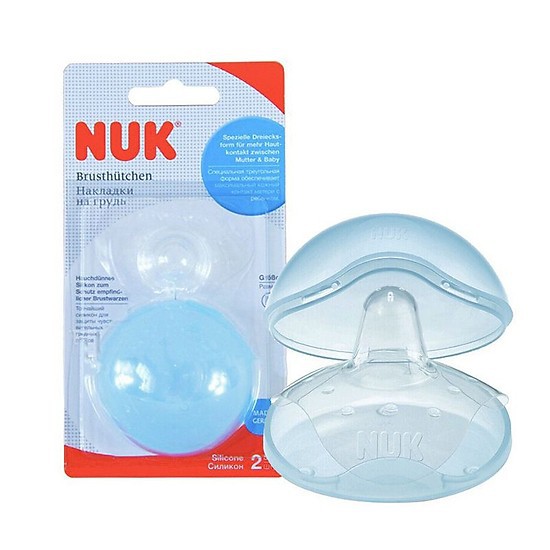 Núm Trợ Ti Mẹ Silicon Nuk hàng chính hãng (2 miếng/1 hộp)_Trợ ti NUK bán nguyệt