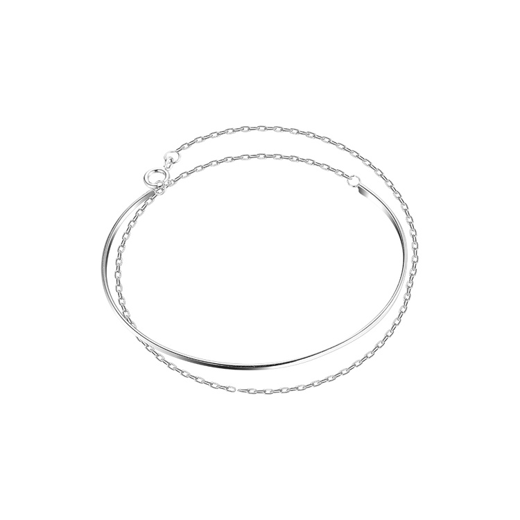 Vòng tay hai lớp bạc 925 đơn giản thời trang Hàn Quốc làm quà tặng