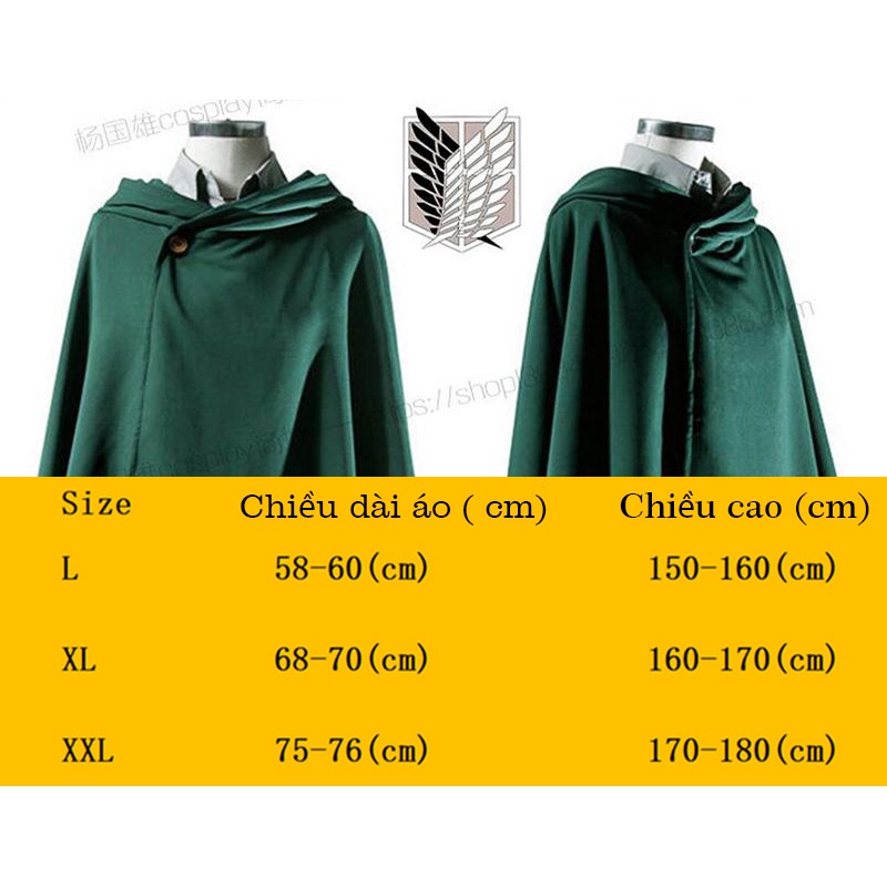 Áo choàng cosplay đội trinh sát - AOT - Baystore