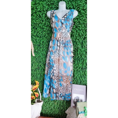 Thanh lý đầm maxi vải voan xanh nguyên tag