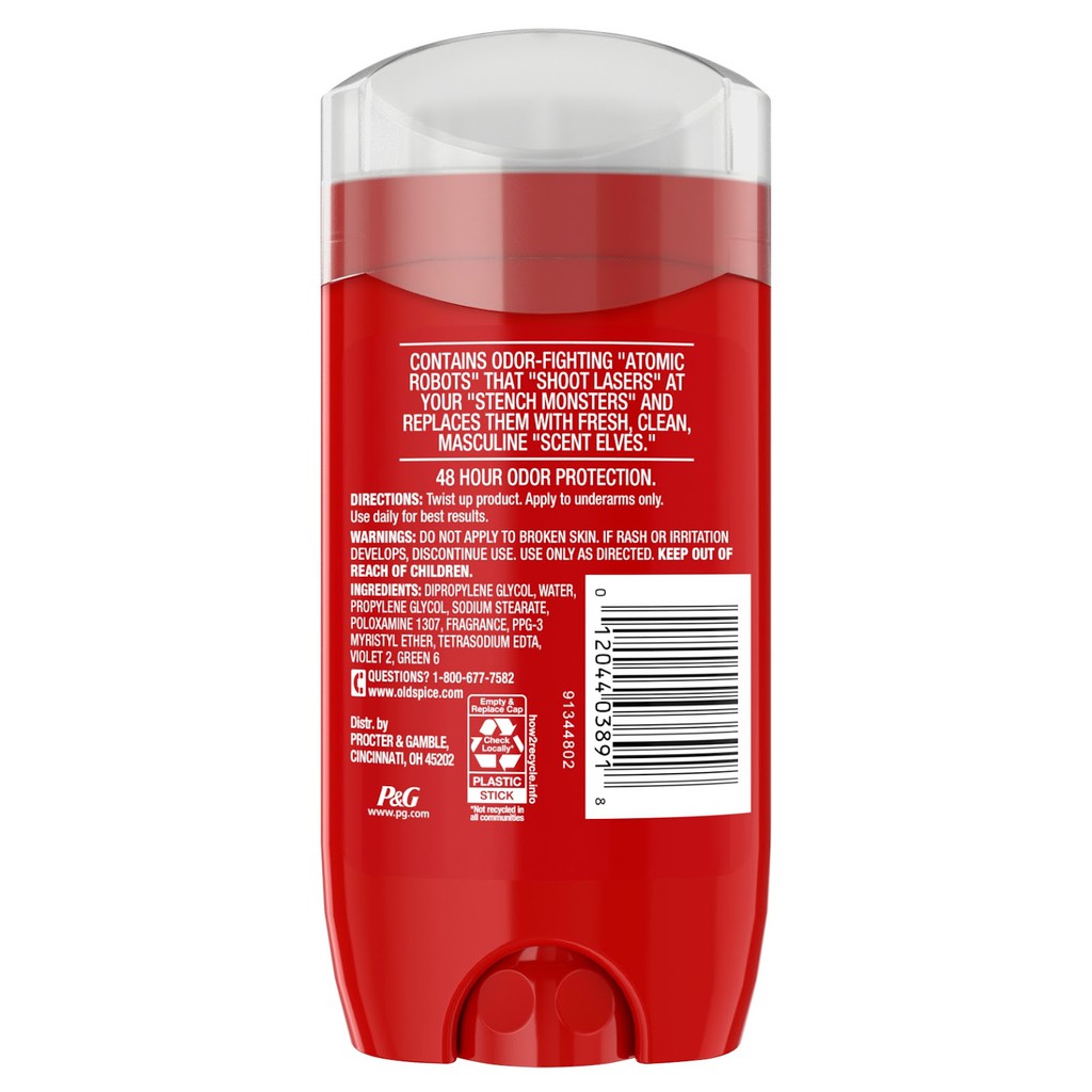 [USA] Lăn sáp khử mùi nam Old Spice Pure Sport Đỏ (sáp xanh trong) 85g | 63g High Endurance - Mỹ