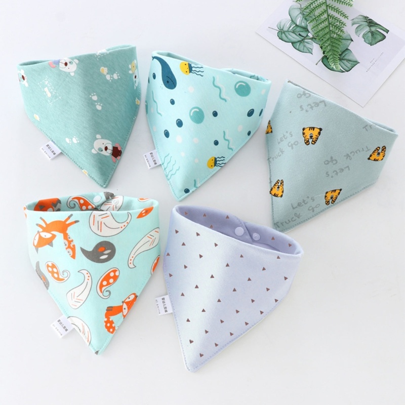 Set 5 Yếm Ăn Cotton Mềm Mại Hình Tam Giác Dành Cho Các Bé