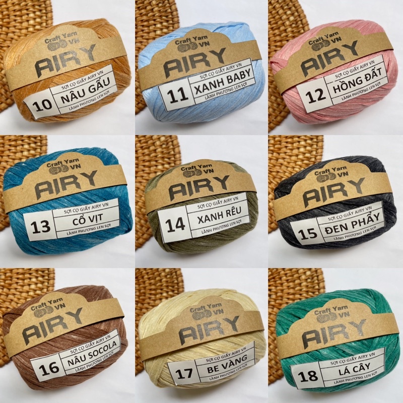Sợi Cọ Giấy Airy Đan Móc Túi Xách, Mũ Nón Vintage