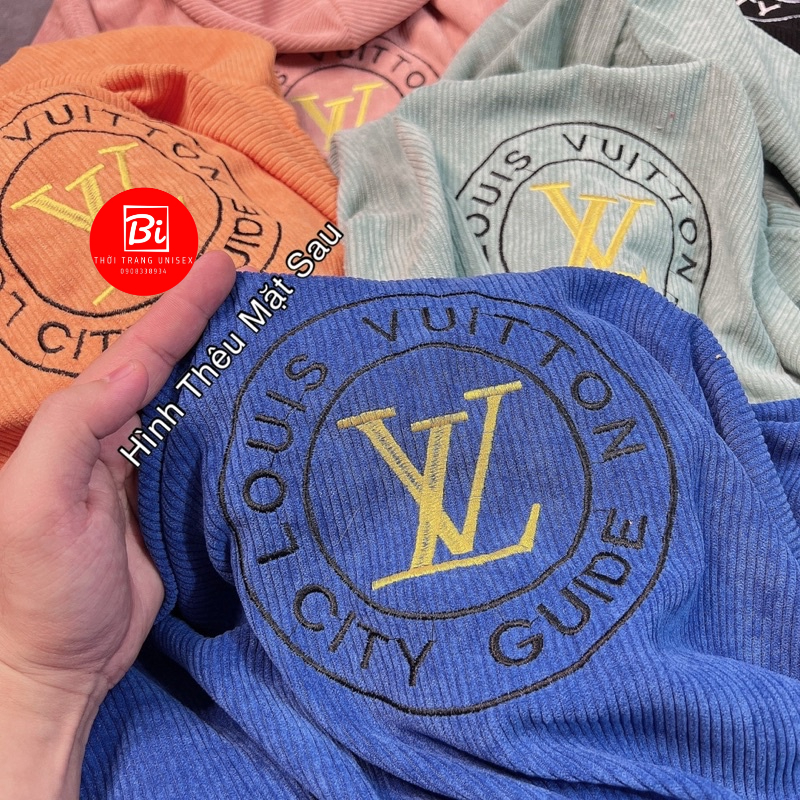 AK72_Áo Khoác Nhung Tăm Dáng Lửng Tay Cánh Dơi Thêu Chữ L.V Tay và Lai Áo Bo Chun