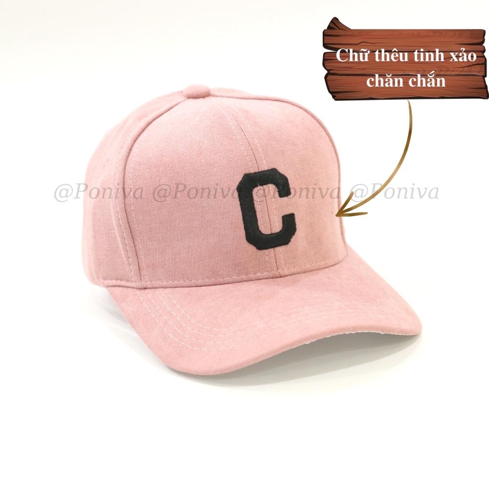 Mũ lưỡi trai ❤️ Nón kết thêu chữ C chất nhung mịn form unisex C007 phong cách Ulzzang Thời trang PONIVA siêu hot