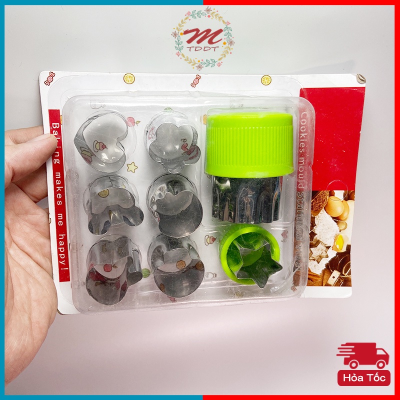 Bộ Dụng Cụ Cắt Tỉa Củ Quả 8 Món, Chất Liệu Inox Tạo Hình Hoa Dễ Thương - MTDDT