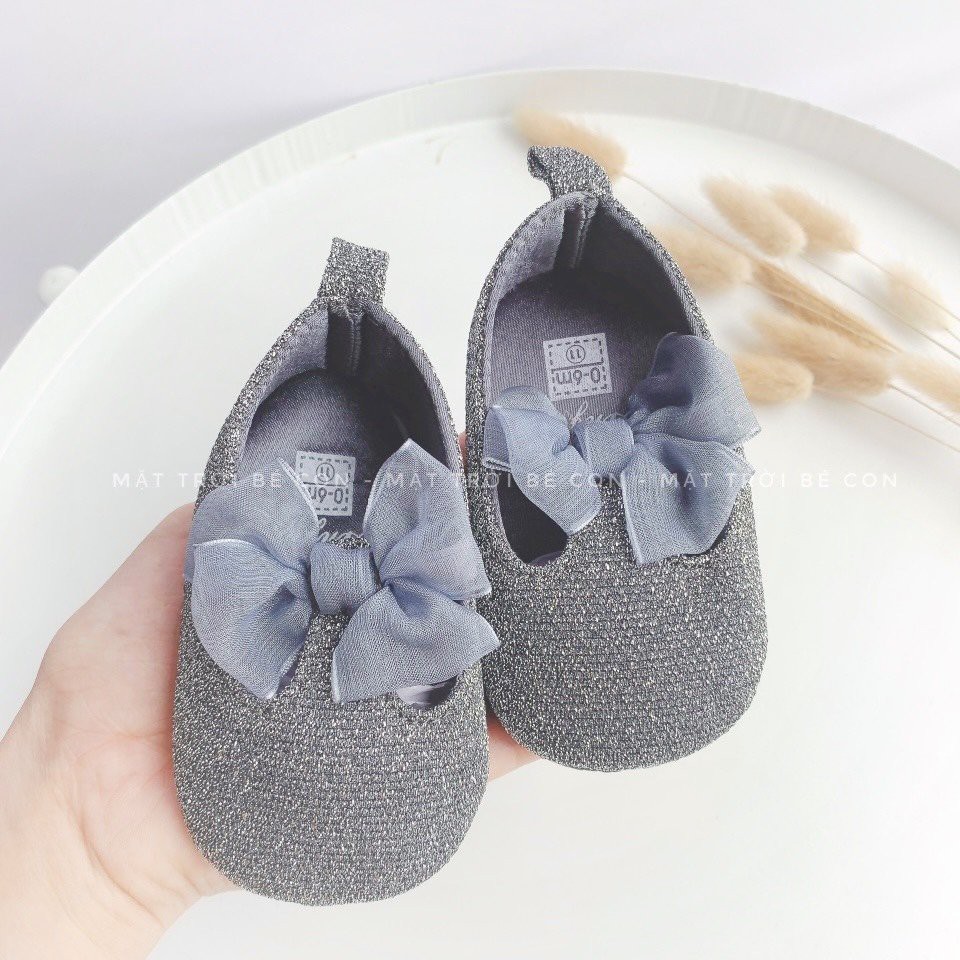 GIÀY KIM TUYẾN BẠC, MỀM NHẸ ĐẾ CHỐNG TRƯỢC CHO BÉ TẬP ĐI TỪ 0-12 THÁNG