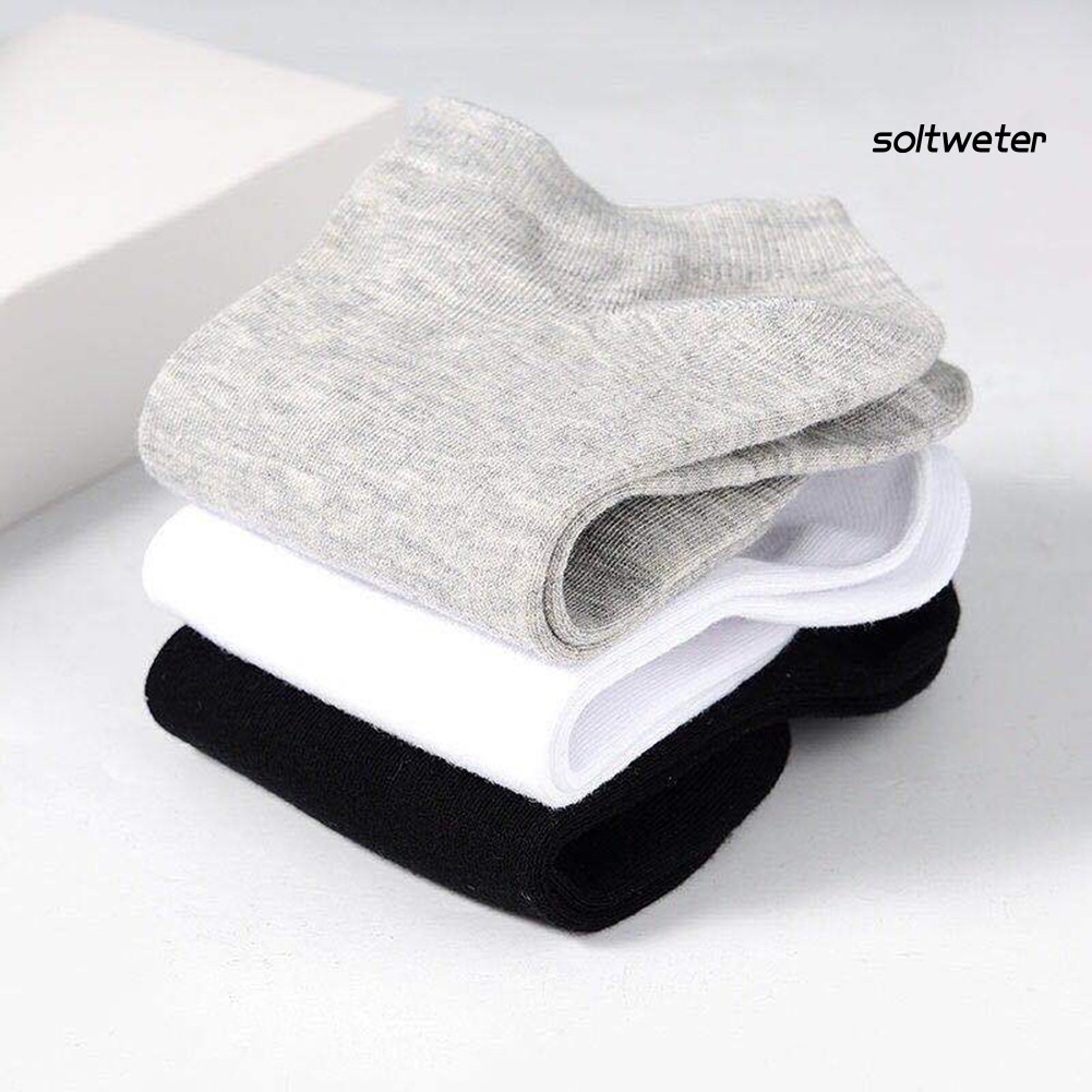 Set 5 Đôi Vớ Cotton Màu Trơn Thoáng Khí Thời Trang Cho Nam