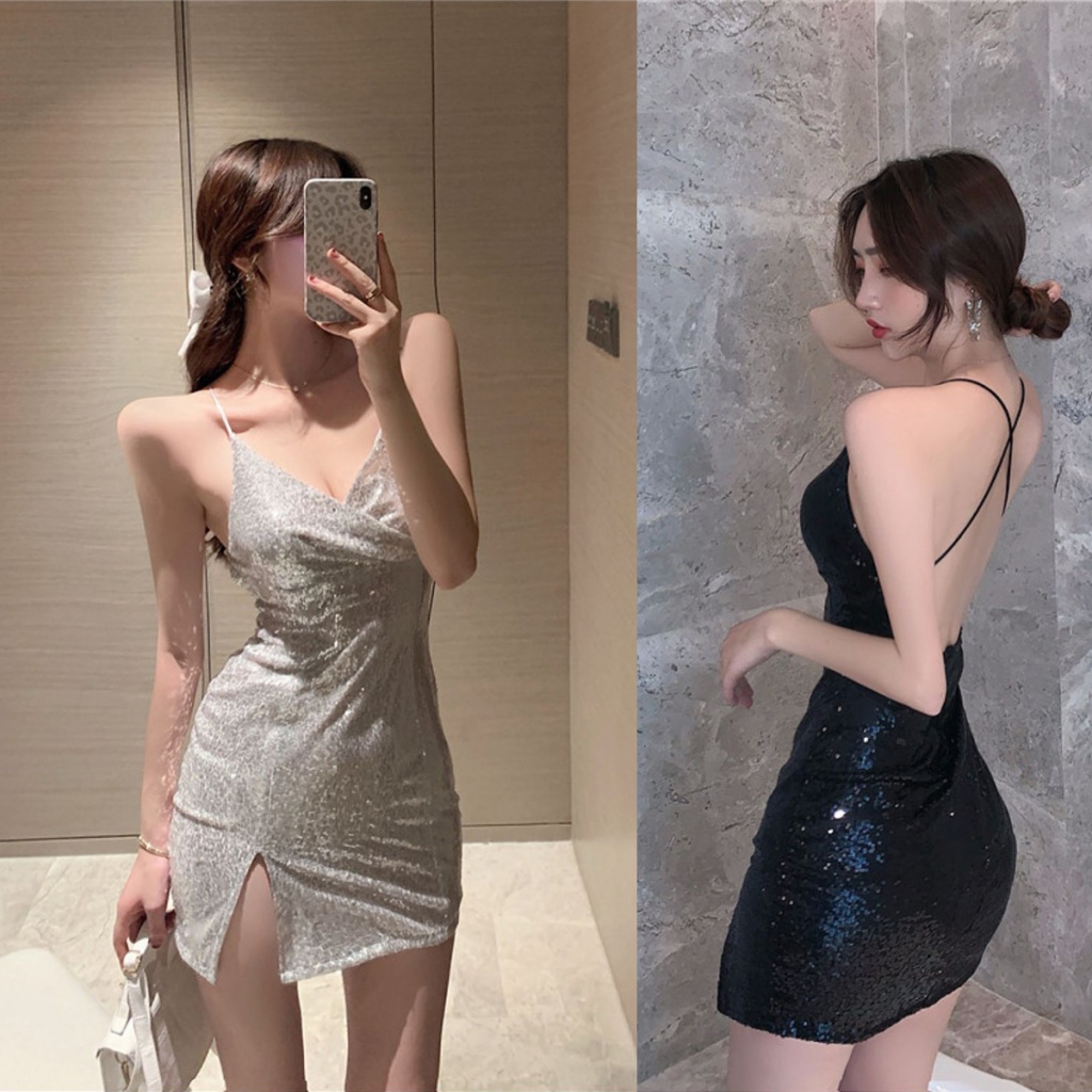 👗LILIS👗Đầm Hai Dây Ôm Dáng Xẻ Tà Phong Cách Hàn Quốc Quyến Rũ