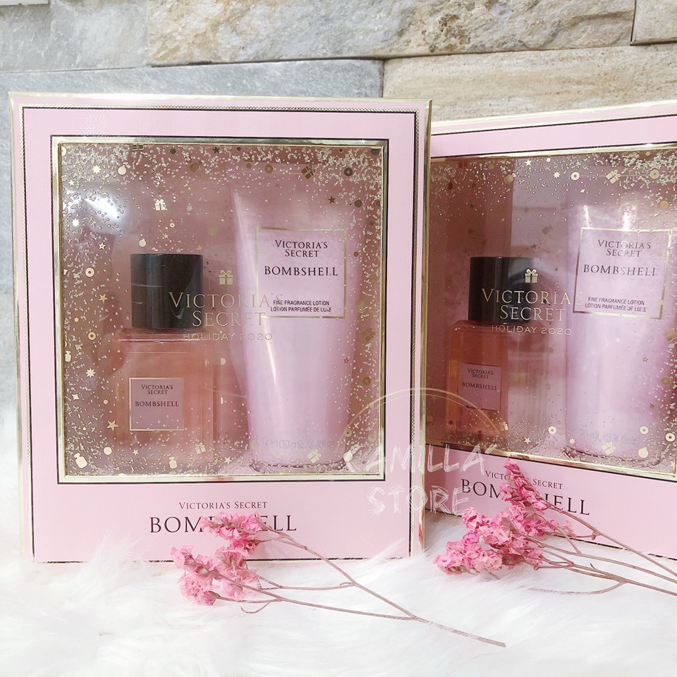 Set Xịt Thơm Body Mist xịt thơm toàn thân và Kem Dưỡng Thể Victoria Secret - Bombshell 🌷🌷🌷