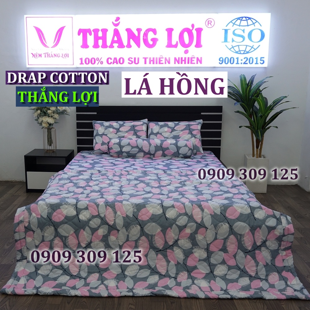 drap Thắng Lợi chính hãng cotton cao cấp mẫu LÁ HỒNG in logo