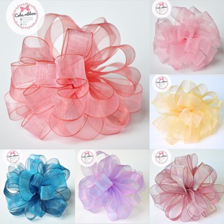 5 mét - Ruy băng voan loang màu (ombre), chất nhũ lấp lánh ánh kim, nhiều màu, cỡ 25mm & 38mm