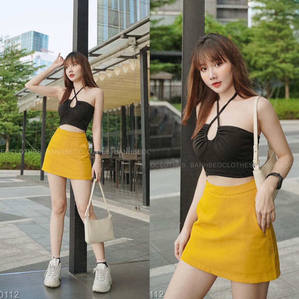 Áo croptop thun bozip kiểu luồn dây tròn cột cổ sexy | BigBuy360 - bigbuy360.vn