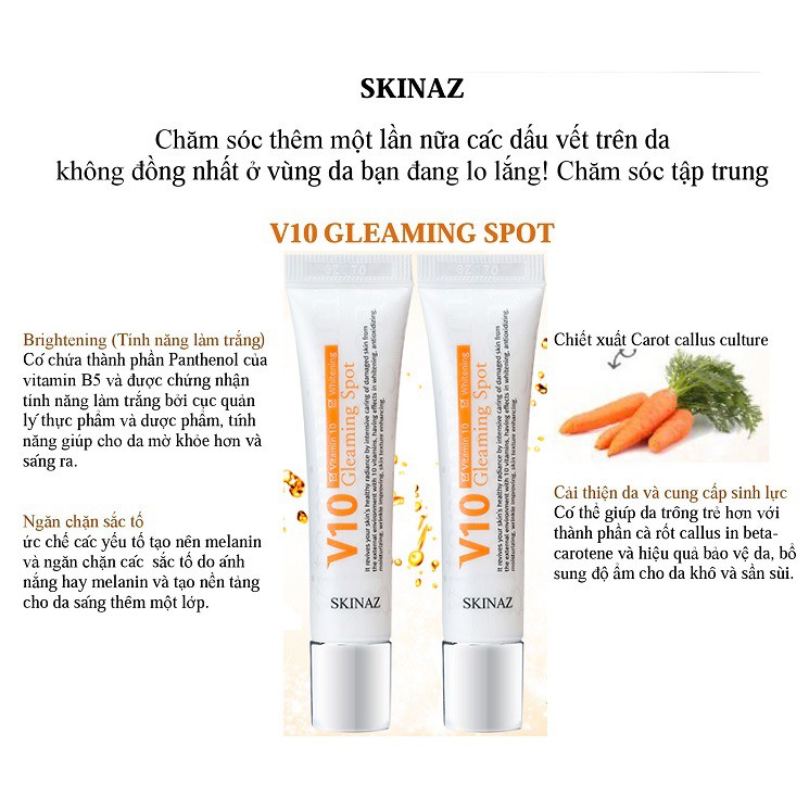 SERUM PHỤC HỒI DA NÁM TÀN NHANG CAO CẤP V10 SKINAZ Hàn Quốc – 15ml