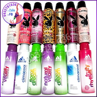Combo xịt khử mùi nữ adidas + playboy