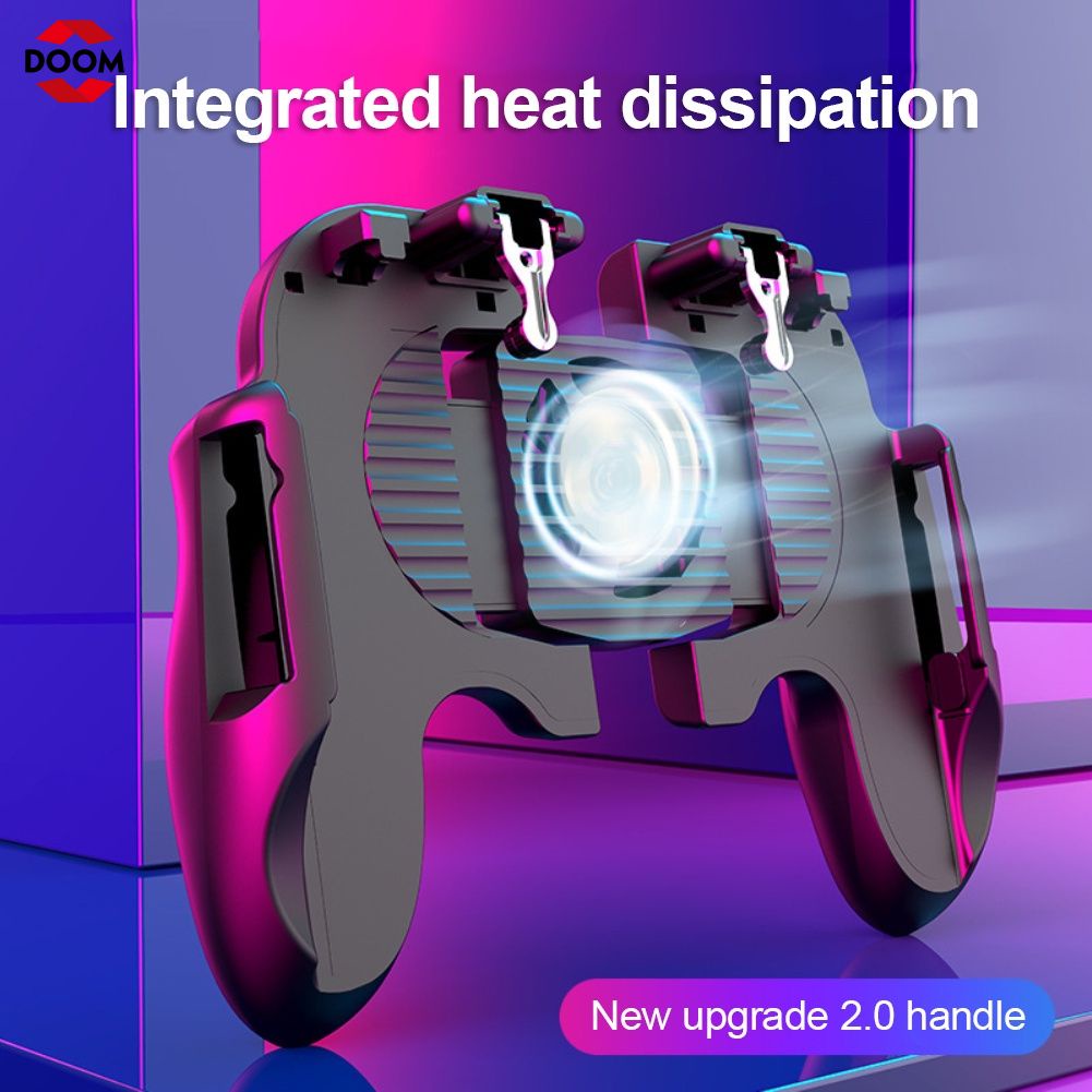 Phím điều khiển Cho Điện Thoại Gamepad Đối Với Pubg Kích Hoạt Lửa Bộ Điều Khiển Trò Chơi H6 Sáu Ngón Tay Fan Gamepad Điều Khiển Di Động Điều Khiển 【Doom】
