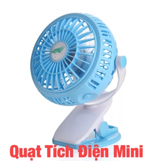 Quạt Tích Điện Mini Quay 360 Độ, Có Kẹp Giữ