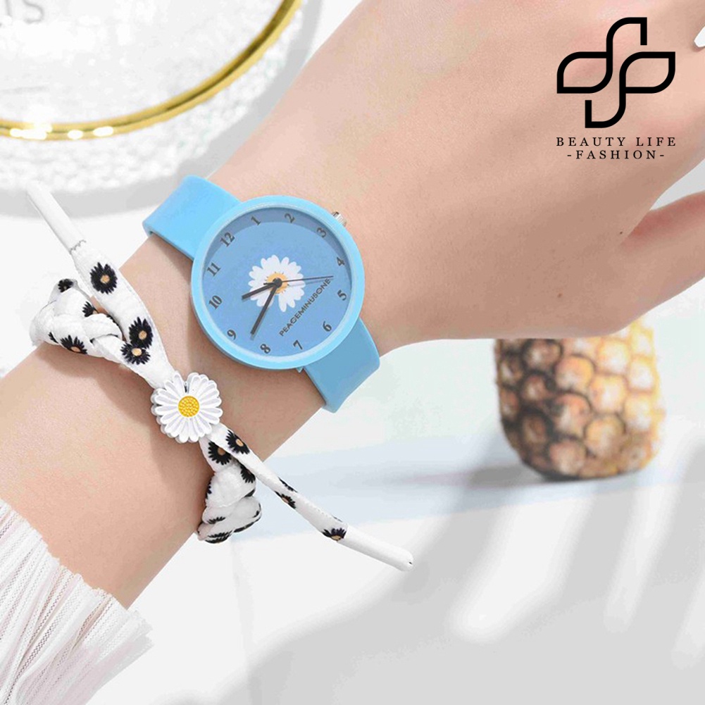 BEA™ XR4370 Women Marguerite Silicone Analog Quartz Watch with Bracelet