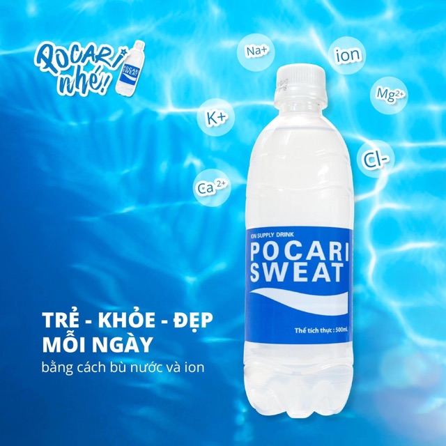 Pocari Sweat - Thức uống bù nước, khoáng, ion, chất điện giải, phù hợp người mất nước do vận động, thể thao, tiêu chảy