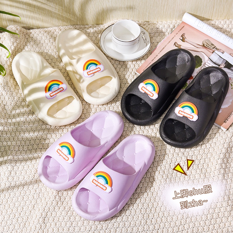 Dép Sandal MS Cha22041211 đế mềm dày dặn họa tiết cầu vồng hoạt hình thời trang mùa hè dành cho nữ