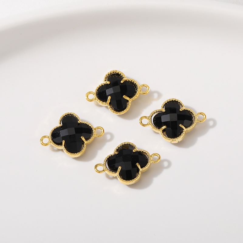 █A.ιA゜14K Vàng●1 Miếng°Dây Chuyền Mạ Vàng 18k Mặt Cỏ Bốn Lá Đính Đá Zircon