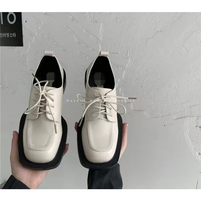 Giày tây nữ mũi vuông oxford dây buộc cá tính trẻ trung đi học đi làm - HOUDITA - STMV-005