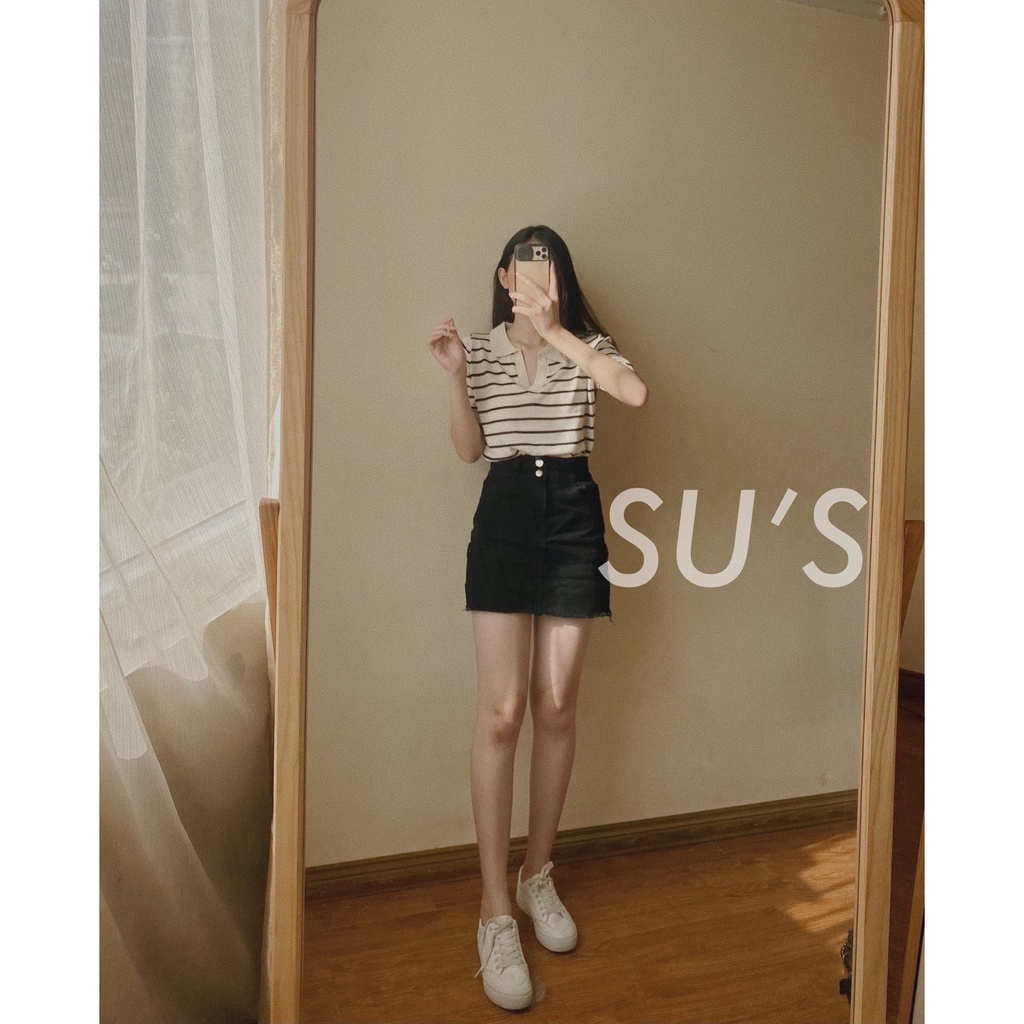 Áo len polo cổ V kẻ ngang A1949 SUSTORE | BigBuy360 - bigbuy360.vn