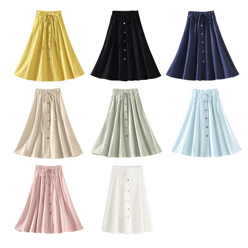 [Baywellfashion]FREESHIP ĐƠN 99K_ Chân váy lưng cao màu trơn chất liệu co giãn thời trang mùa hè cho phái nữ | BigBuy360 - bigbuy360.vn