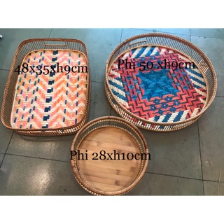 Khay tre xuất dư đựng đồ trang trí