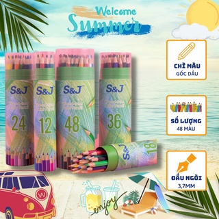 Set bút chì màu 48 màu cao cấp, màu chì khô gỗ tự nhiên an toàn, màu sáng tươi sáng