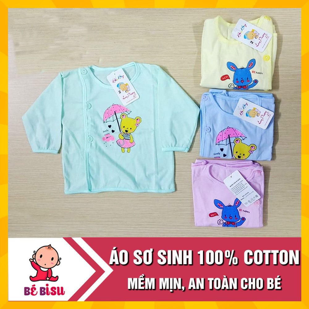 Áo dài tay sơ sinh Baby 100% cotton, cúc cài lệch cho bé