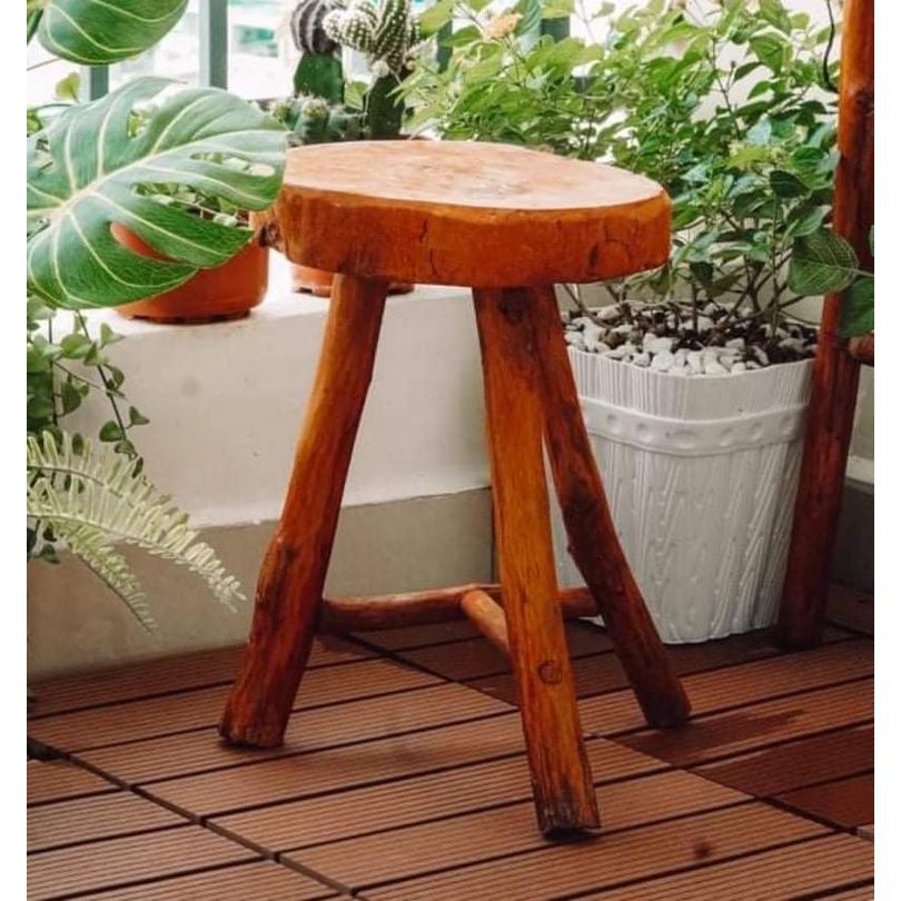 Ghế Đẩu Gỗ Tự Nhiên  Phong Cách Vintage